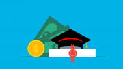 decorative image for scholarship. Money and diploma.